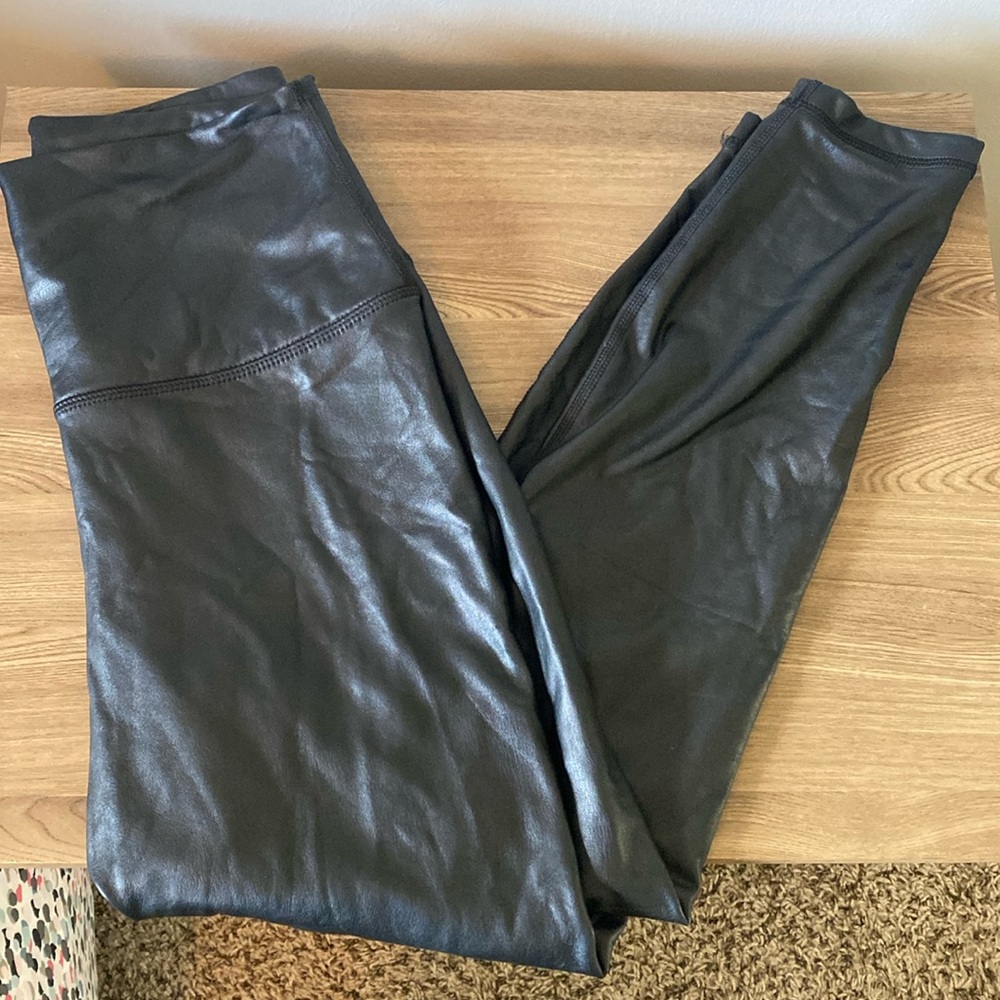 90 Degree By Reflex Womens High Waist High Shine Faux Leather Disco Leggings